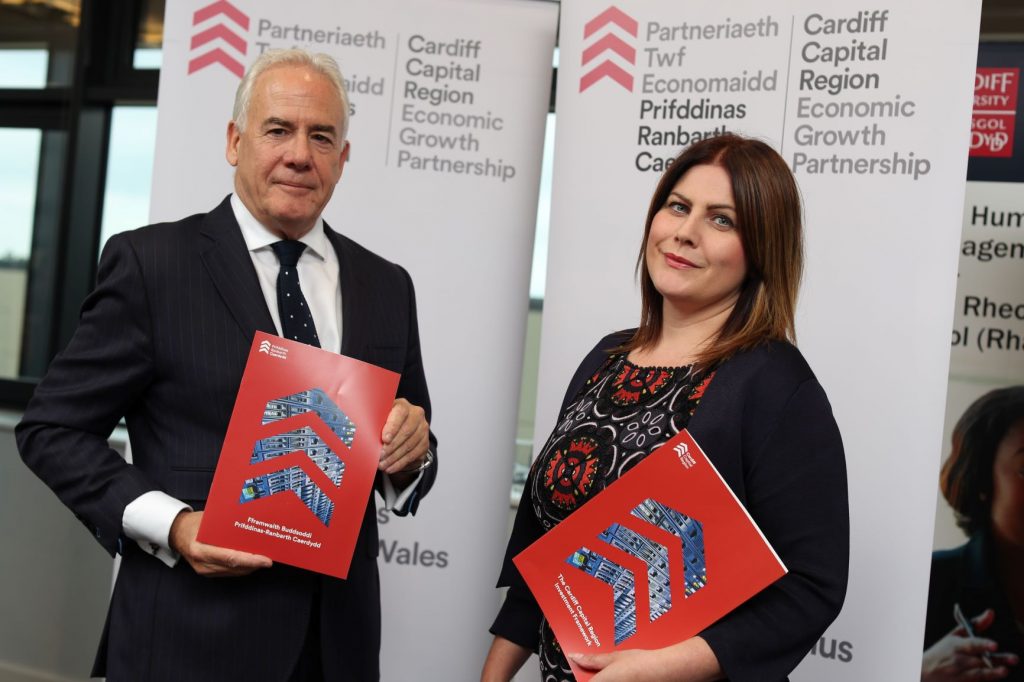 Frank Holmes and Kellie Beirne from the CCR City Deal at the launch event of the Investment and Intervention Framework