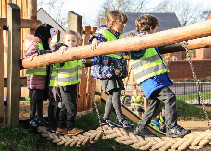 Children from Dinas Powys Primary test out the new play area at The Woodlands-56 web