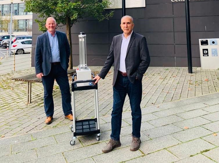 Director Amin Farah and Business Development Consultant Stuart Davies with the NEO UV-C Disinfection Robot. _ (002)