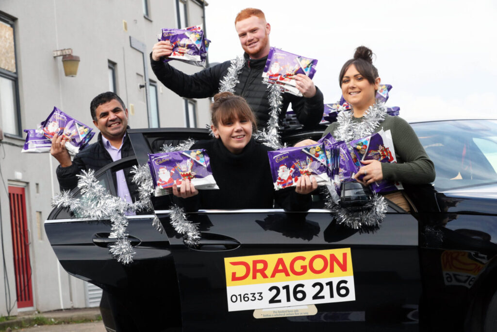 Driver-partner-Omar-Bouloum-Dragon-Taxis-Regional-Director-Jack-Price-Carys-and-Rachel-Jones-from-The-Bigger-Picture-scaled-e1607693425254