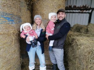 Rhys Jenkins with his wife Kelly and children Ffion aged 2 and Freya aged 10 months.