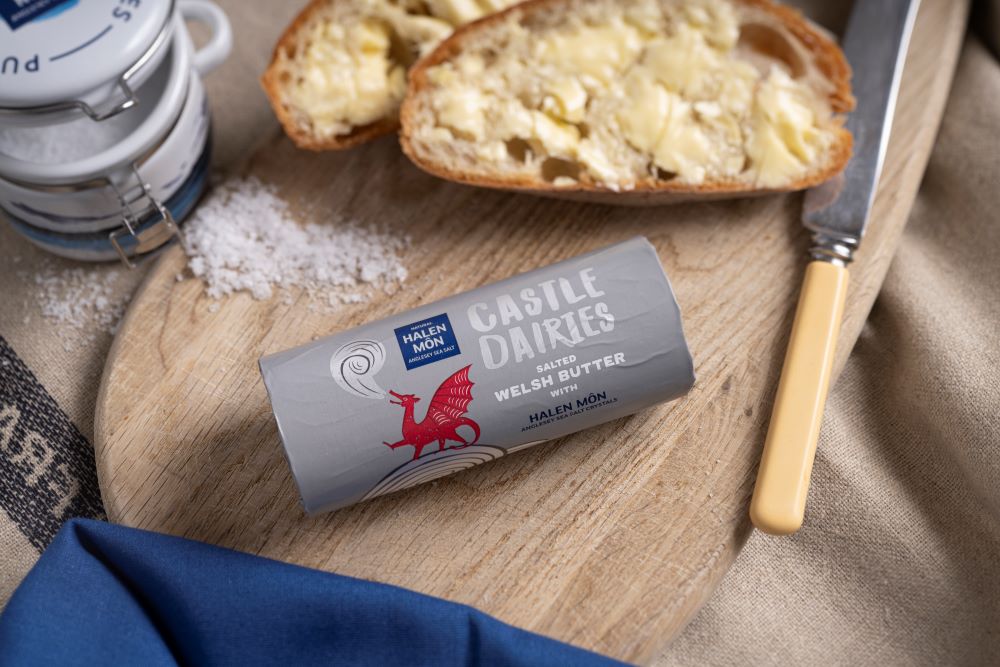 smCastle Dairies Welsh Butter with Halen Mon natural sea salt landscape