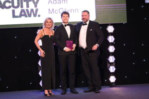 Adam McGlynn was named Rising Star at the Wales Legal Awards 2022