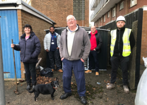 Salisbury Close gardening club residents Jenny Marks and Steve Owen with Herman Valentin Mike Guthrie and Canaan Beasley