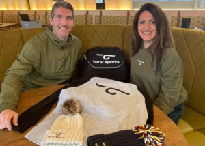 Tarw Sports founder, Angela Windsor (right) with brand ambassador, James Hook