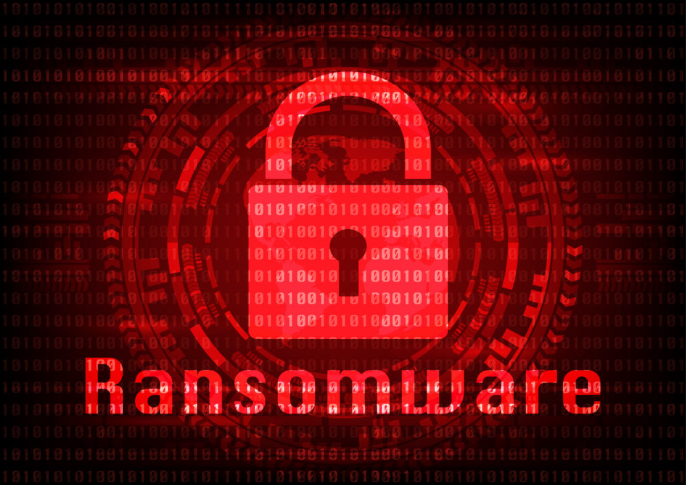 Abstract Malware Ransomware virus encrypted files with key on bi