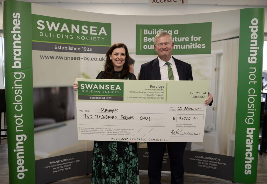 Alun Williams, Swansea Building Society, and Lucia Osmond, Maggies.