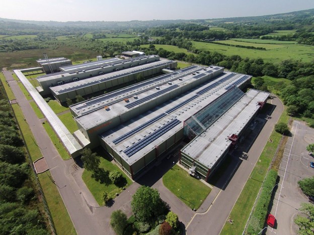 An aerial view of the Renishaw site in Miskin