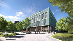 An architectural illustration of the Calon building for USW