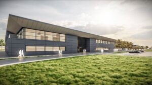 An artist's impression of the new Aston Martin facility at Silverstone