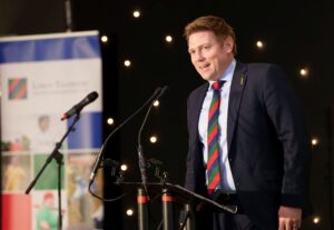 Andrew Gibson, chairman of Lord’s Taverners Wales speaking at the Christmas lunch.