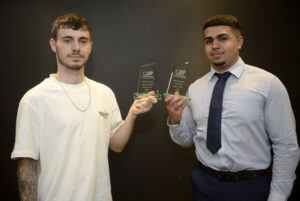 Winner of Best Trade Apprentice, Dwayne Vickers from John Weaver (Left) and Best Technical Apprentice Winner, Harry Johal from Castell Construction (Right).