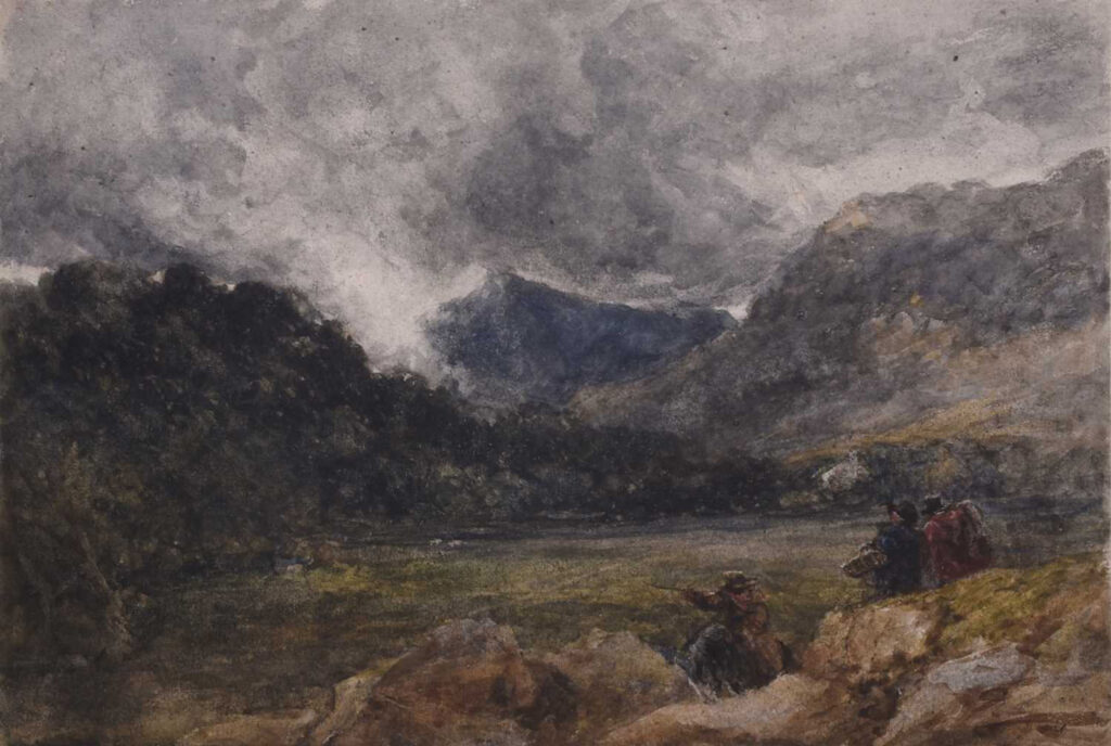 David Cox - Travellers in a Welsh valley