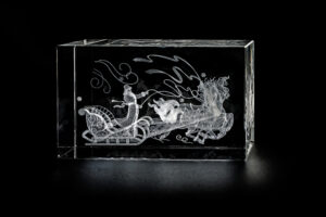 Volumetric laser engraving inside the glass.