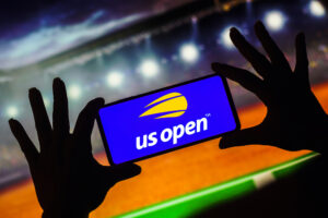 January 9, 2023, Brazil. In this photo illustration, the US Open Tennis Championships logo is displayed on a smartphone screen.