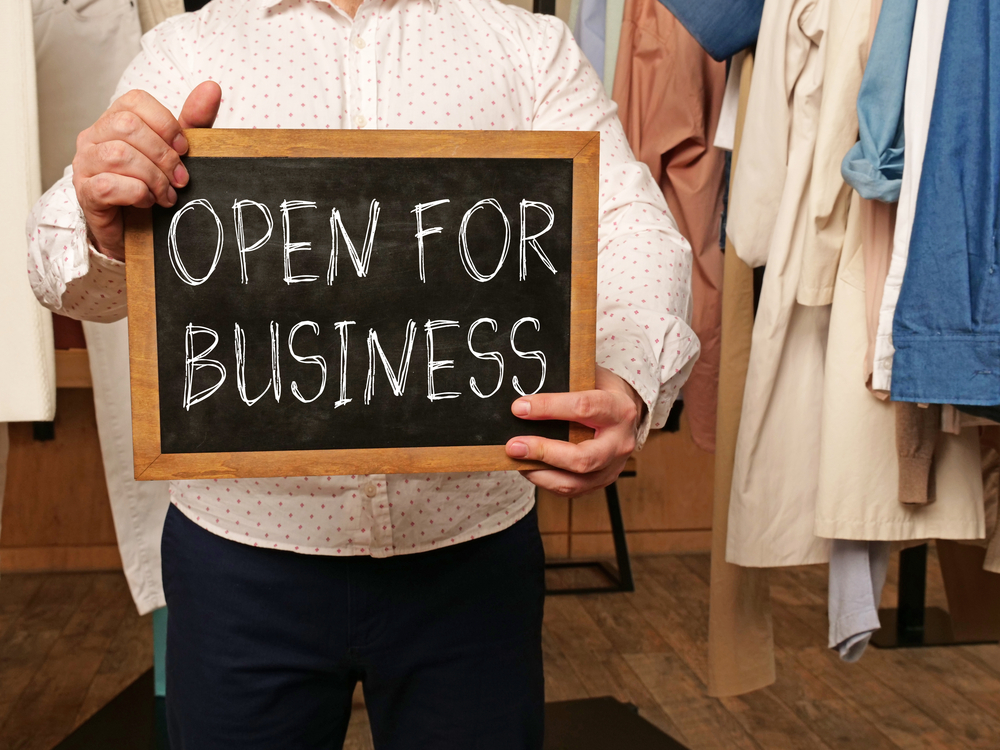 Open for Business is shown using the text