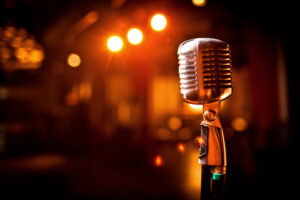 Retro microphone on stage