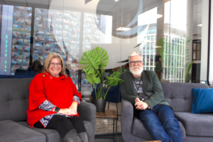 L-R Heather Anstey-Myers, CEO, Manufacturing Wales with Damon Rands, CEO, PureCyber..