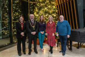 Lady Mayoress Mrs Anne Hinchey Lord Mayor of Cardiff Councillor Graham Hinchey Liz Booyse Sian Lloyd Mike Baker (002)