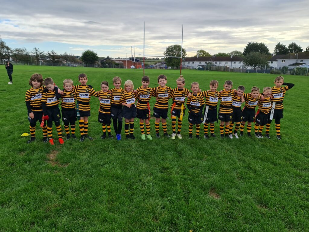 Under 8s football team on the pitch