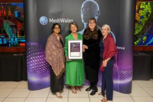 MediWales award winners L-R Neelufer Kazi, Iona MacKenzie of Vygon, Sian Hughes, Helen King