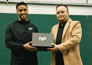 Ospreys winger, Keelan Giles, with Lee Coombes Accountancy Managing Director, Lee Coombes