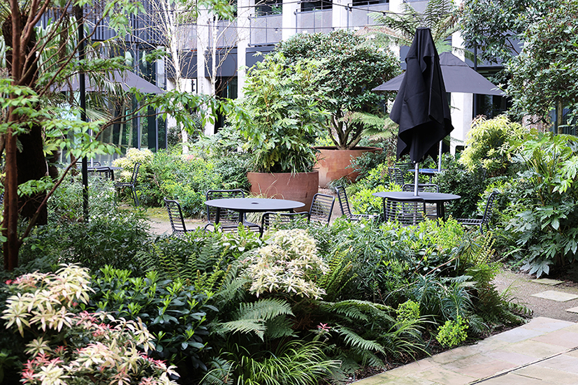 Outdoor dining area, designer Giles Pearson, image courtesy of supplier Origin Furniture