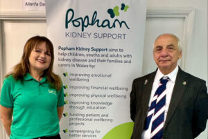 Joanne Popham, CEO of Popham Kidney Support with Mike Hedges MS