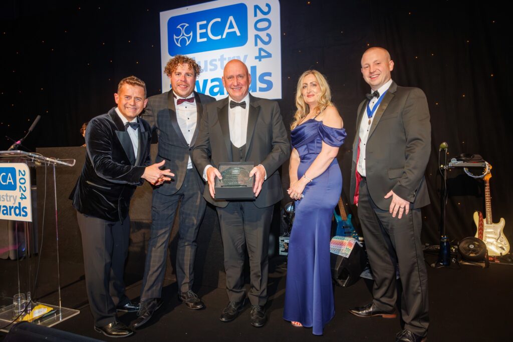 RDM Electrical & Mechanical Services receive Best Sustainability Project at the ECA Awards 2024. Image: ©Steve Pope Fotowales