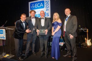 RDM Electrical & Mechanical Services receive Best Sustainability Project at the ECA Awards 2024. Image: ©Steve Pope Fotowales