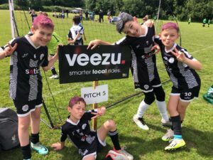 Children on a football field