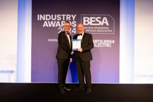 Raven Delta Group Steve Pridmore receives BESA President’s Award for Outstanding Achievement on Behalf of Group CEO Dave Kieft.