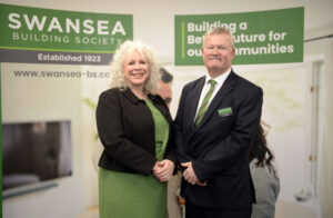 Sioned Jones and Alun Williams of Swansea Building Society - sponsor of the Carmarthenshire Business Awards.