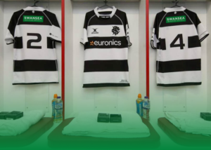 Picture showing Barbarians Rugby kit sporting the Swansea Building Society logo.