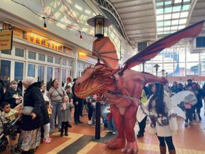 A model dragon at The Red Dragon Centre's Pokefest event.