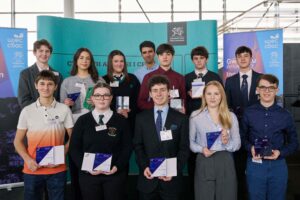 A group of students who placed at the WJEC's Innovation Awards.