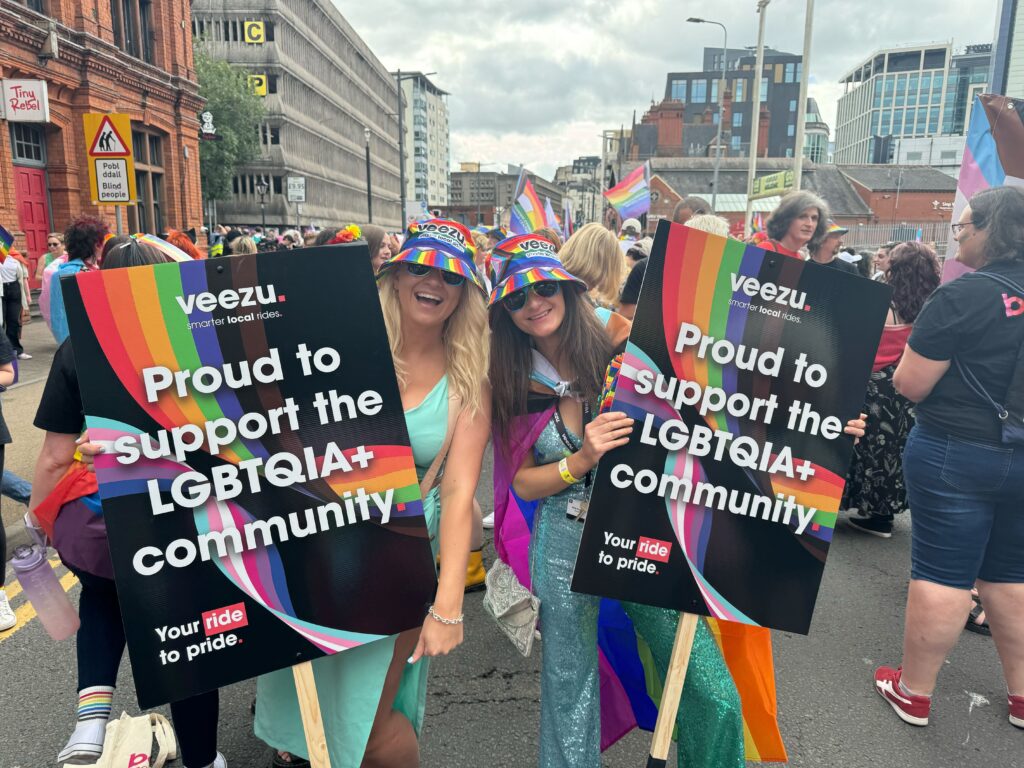 two Veezu staff at Pride Cymru