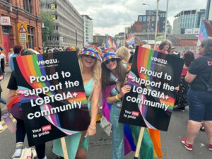 two Veezu staff at Pride Cymru