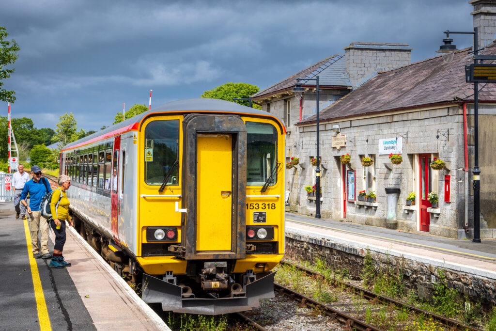 Walkers joining the train at Llandovery station