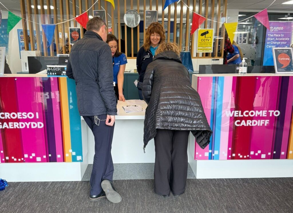 Welcoming customers in the Cardiff careers centre