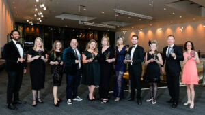 Winners of the Wales Business Awards with host Andrea Byrne