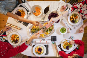 Family Ready to Eat Christmas Dinner