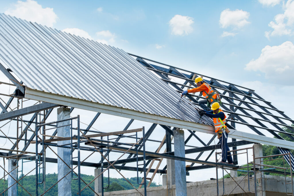 working-height-equipment-construction-worker-wearing-safety-harness-are-working-roof-house-construction-site